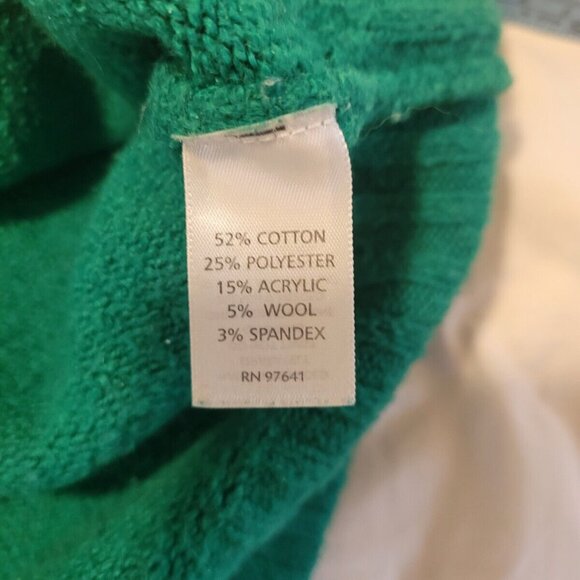 J. Jill Alpine Fair Isle Mock Neck Green Wool Blend Sweater XS Cabincore Jumper - Picture 6 of 6